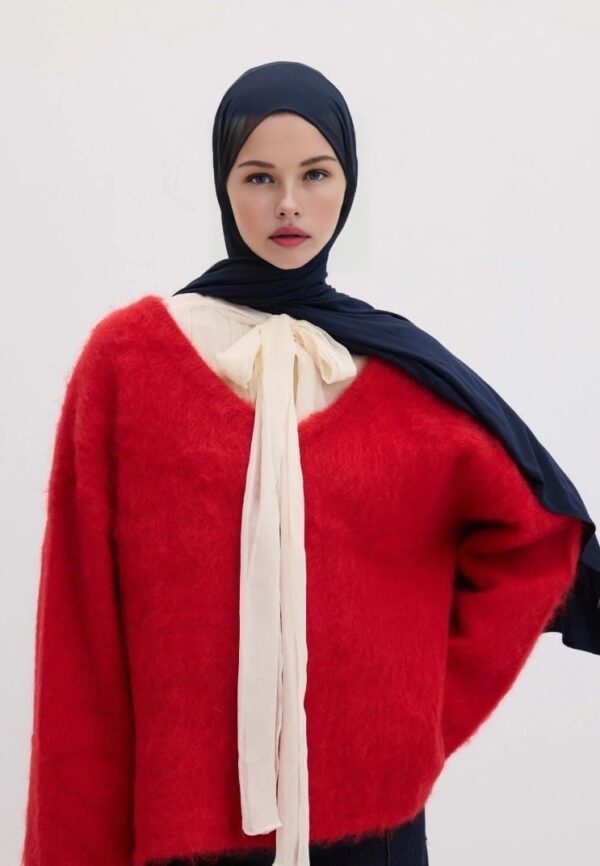 Organic Scarfs Bambu Kraş Şal Modeli - Lacivert