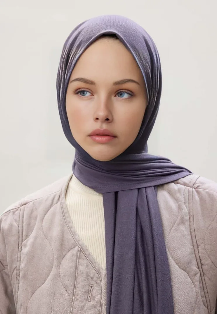 Penye Şal Hijap Modeli -Lavanta
